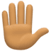 ✋🏽 raised hand: medium skin tone display on Facebook